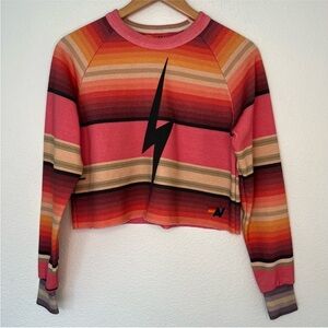 Aviator Nation Serape Bolt Stitch Cropped Sweatshirt- XS